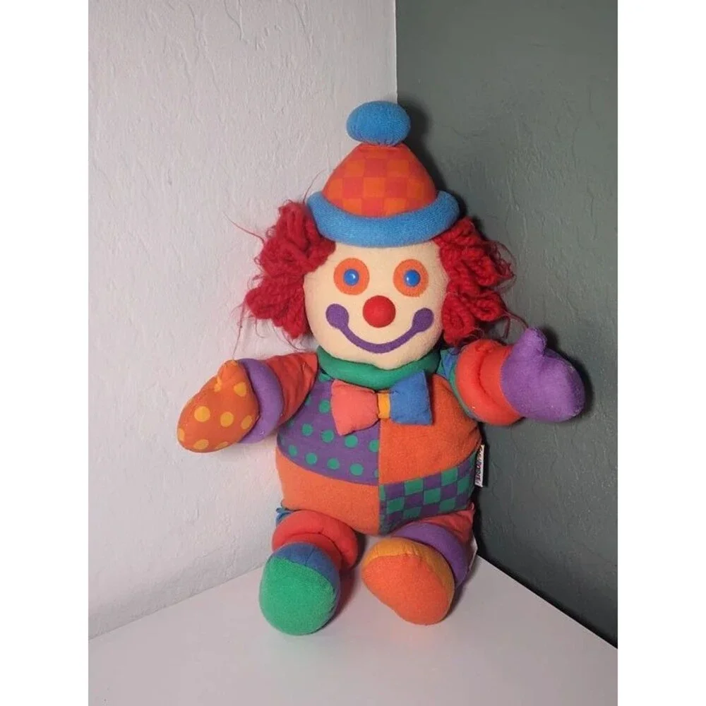 Gymboree Gymbo Baby Clown Plush Doll 16” Color Block Pockets Vintage Stuffed Toy